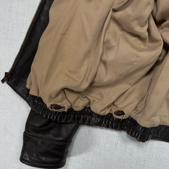 Vintage Columbia Leather Bomber Jacket Brown Zip Front Pockets Lined Size XL - Picture 5 of 16